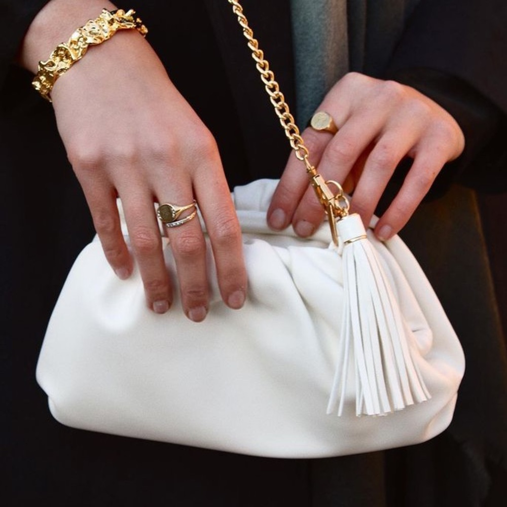 Understated Leather Crescent Clutch